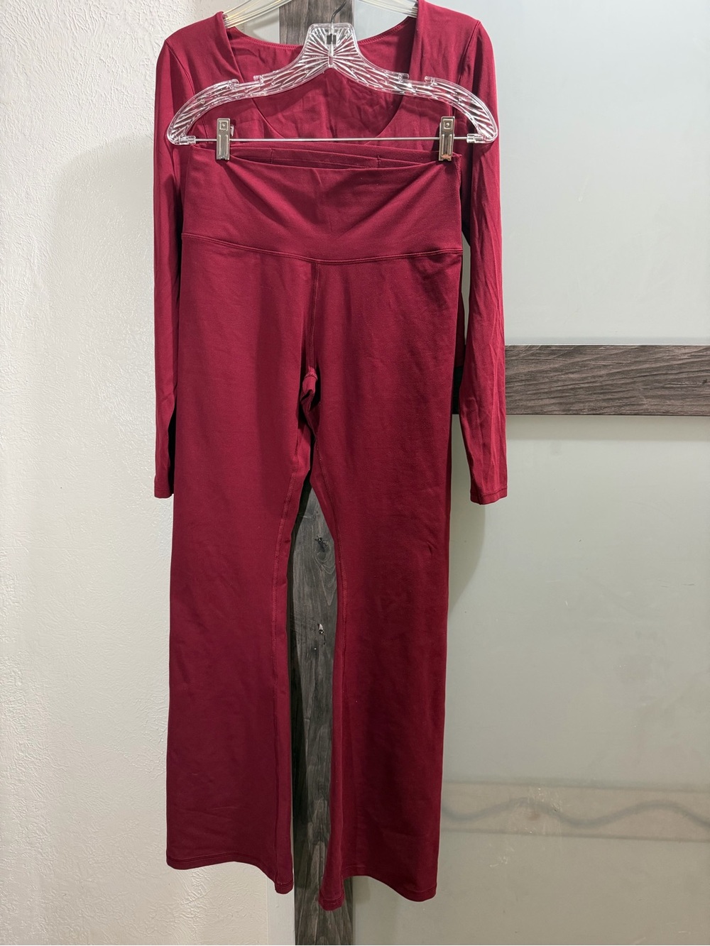 aerie Burgundy High-Waist Wide-Leg Jumpsuit